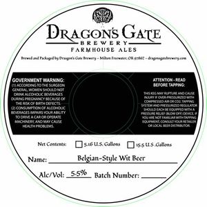 Dragons' Gate Brewery Belgian-style Wit Beer