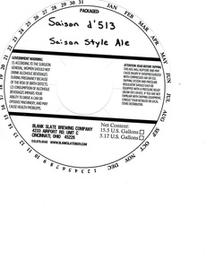 Blank Slate Brewing Company Saison D'513 June 2016