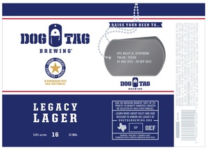 Dog Tag Brewing Legacy Lager