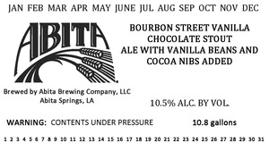 Abita Brewing Company Bourbon Street Vanilla Chocolate Stout June 2016