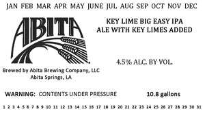 Abita Brewing Company Key Lime Big Easy IPA June 2016