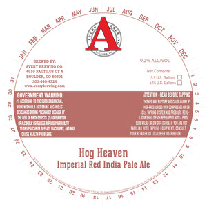 Avery Brewing Co. Hog Heaven Imperial Red June 2016
