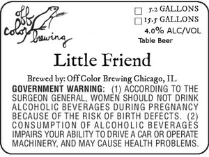 Off Color Brewing Little Friend June 2016