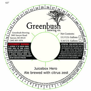 Greenbush Brewing Co. Juicebox Hero Ale June 2016