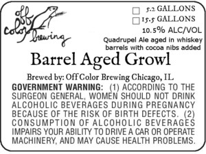 Off Color Brewing Barrel Aged Growl