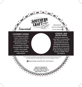 Southern Craft Brewing Co. Swamp Sting July 2016