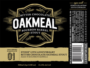 Oakmeal Bitter Chocolate Bourbon Barrel Stout July 2016