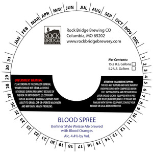 Rock Bridge Brewing Company Blood Spree Berliner Style Weisse Ale