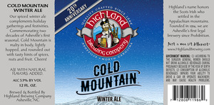 Highland Brewing Co. Cold Mountain Winter Ale July 2016