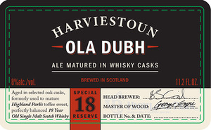 Harviestoun Ola Dubh Special 18 Reserve July 2016