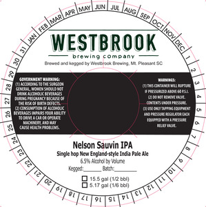 Westbrook Brewing Company Nelson Sauvin IPA July 2016