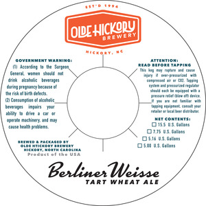 Olde Hickory Brewery Berliner Weisse July 2016