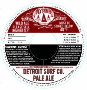 Jolly Pumpkin Artisan Ales Detroit Surf Co Pale Ale July 2016