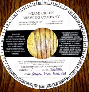 Miami Creek Brewing Company Belgian Style Tripel Ale July 2016