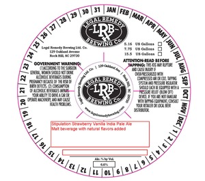 Legal Remedy Brewing Co. Stipulation Strawberry Vanilla India Pal July 2016