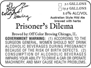 Off Color Brewing Prisoner's Dilema July 2016