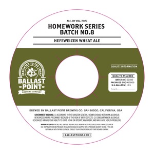 Ballast Point Homework Series Batch No. 8 July 2016