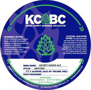Kings County Brewers Collective Secret Smoke Ale July 2016