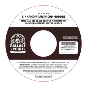 Ballast Point Cinnamon Raisin Commodore July 2016