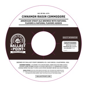 Ballast Point Cinnamon Raisin Commodore July 2016
