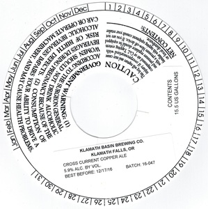 Klamath Basin Brewing Co. Cross Current Copper July 2016