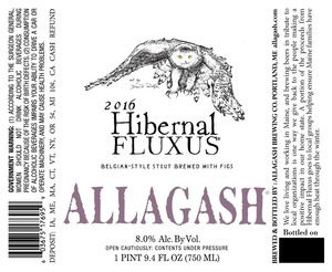 Allagash Brewing Company 2016 Hibernal Fluxus July 2016