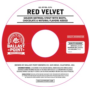Ballast Point Red Velvet July 2016