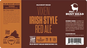 Old Bust Head Brewing Co. Vixen Irish Style Red Ale July 2016