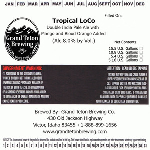 Grand Teton Brewing Tropical Loco July 2016