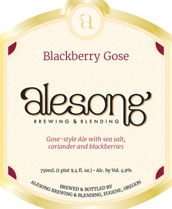 Blackberry Gose Gose-style Ale With Sea Salt, Coriander July 2016