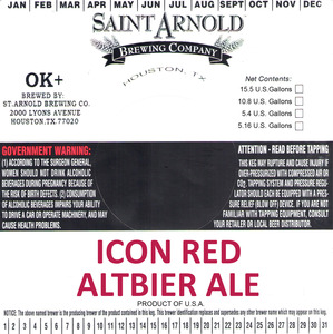 Saint Arnold Brewing Company Icon Red Altbier July 2016