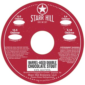 Starr Hill Barrel Aged Double Chocolate Stout July 2016