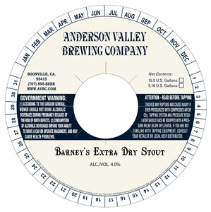 Anderson Valley Brewing Company Barney's Extra Dry Stout July 2016