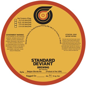 Standard Deviant Brewing Belgian Blonde Ale