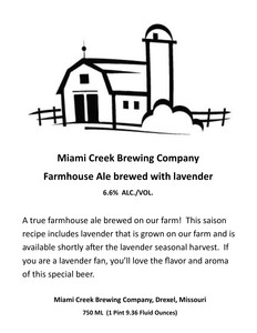 Miami Creek Brewing Company Farmhouse Ale Brewed With Lavender August 2016