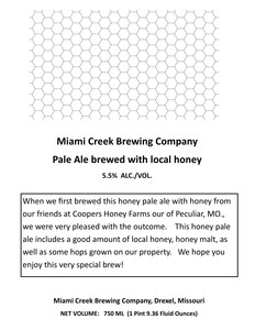 Miami Creek Brewing Company Honey Pale Ale August 2016