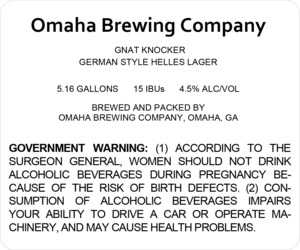Omaha Brewing Company Gnat Knocker German Style Helles