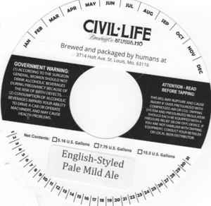 The Civil Life Brewing Co LLC English Style Pale Mild July 2016