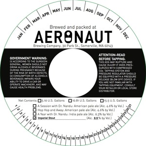 Aeronaut Brewing Company Imperial Stout August 2016