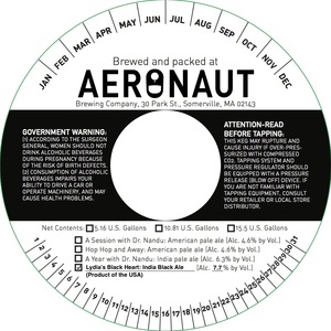 Aeronaut Brewing Company Lydia's Black Heart August 2016