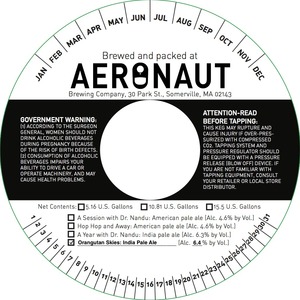 Aeronaut Brewing Company Orangutan Skies August 2016