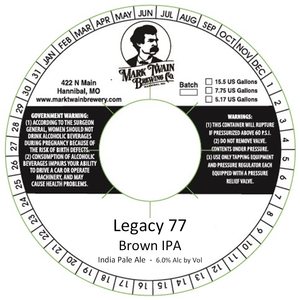 Mark Twain Breweing Company Legacy 77 Brown IPA August 2016