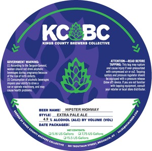 Kings County Brewers Collective Hipster Highway Extra Pale Ale