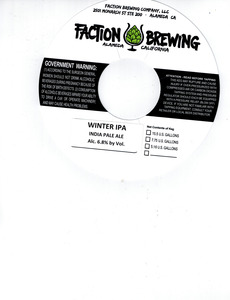 Faction Brewing Winter India Pale Ale August 2016
