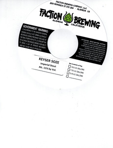 Faction Brewing Keyser Soze Imperial Stout