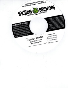 Faction Brewing Puddy Porter Baltic-style Porter