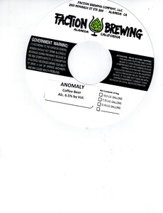 Faction Brewing Anomaly Coffee Beer