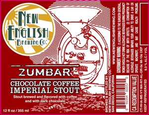 New English Brewing Company Zumbar Chocolate Coffee Imperial Stout August 2016