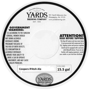 Yards Brewing Company Coopers IPAtch Ale August 2016