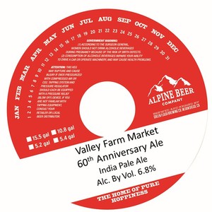 Alpine Beer Company Valley Farm Market 60th Anniversary Ale